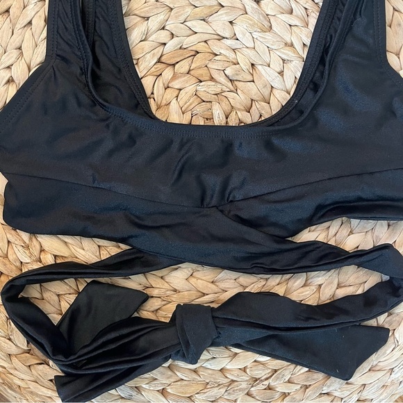 Jet Black Frolic Wrap Around Tie Bikini Swim Top Size Medium - Picture 6 of 9